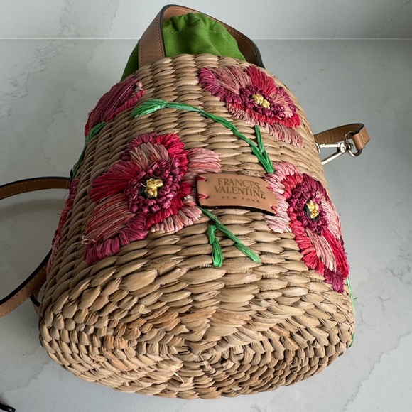 Frances Valentine raffia poppy embroidered bucket bag - Picture 5 of 12